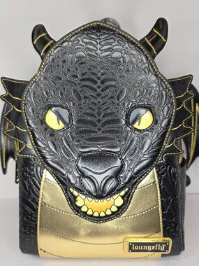 Loungefly Fourth Wing Black Gold Dragon Mini Backpack NWT